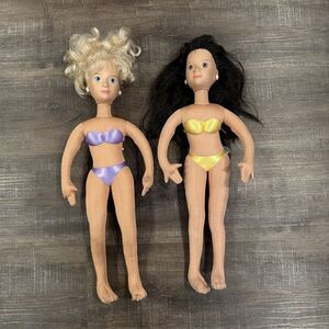 Vintage Mattel Hot Looks Dolls 18” Lot of 2 Posable Bendable Cloth Dolls 1986